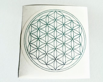 Flower of life transparent turquoise adhesive labels sacred geometry magic esoteric sticker