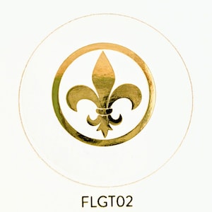 Fleur-de-lis liten symbol transparenta ljusgula självhäftande etiketter magiska esoteriska klistermärken