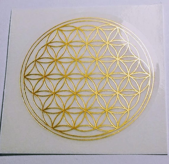 Fleur de vie or sticker autocollant transparent géométrie sacrée