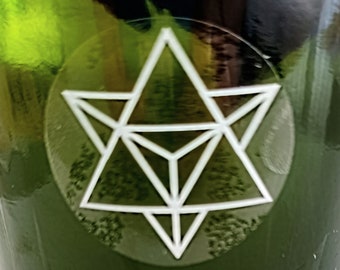 NEW Merkaba transparent white stamping adhesive labels sacred geometry platonic solids magic esoteric sticker