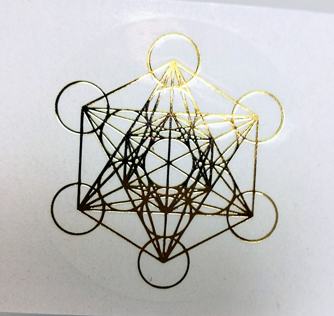 NEW Metatron's Cube Transparent Bright Gold Adhesive Labels Sacred ...