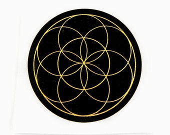 Seed of life black gold adhesive labels sacred geometry magic esoteric sticker