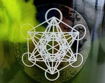 NEW Metatron's Cube transparent white stamping adhesive labels sacred geometry platonic solids magic esoteric sticker