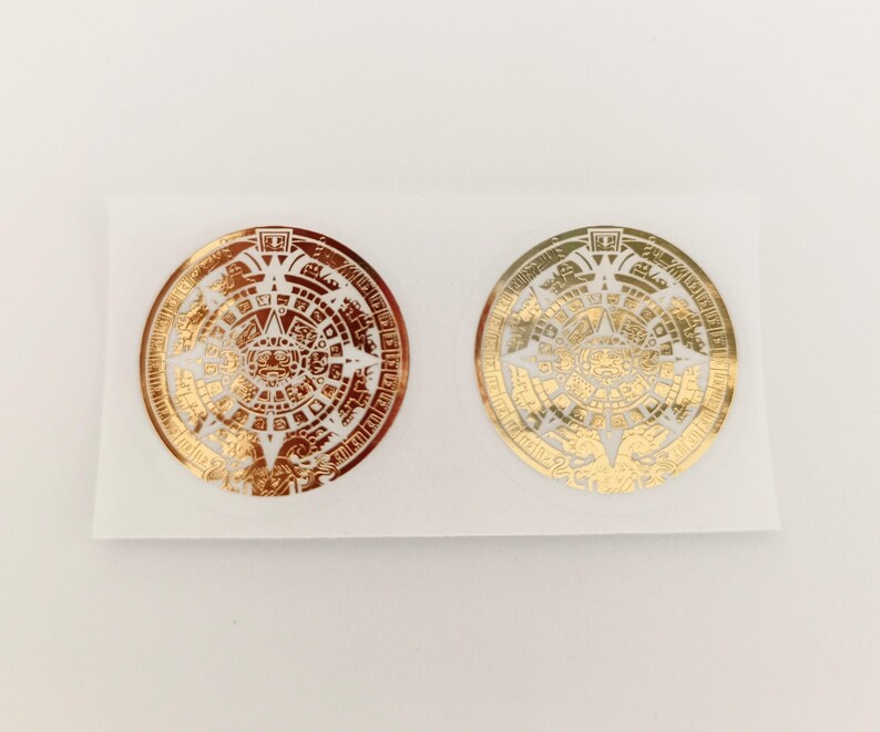 The Mayan Calendar Symbol Round Transparent Bright Gold Adhesive Labels ...