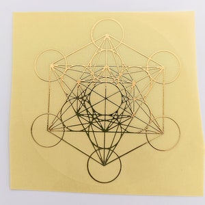 NEW BIG Metatron's Cube Transparent Gold Relief Adhesive Labels Sacred ...