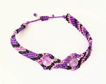 Personal Power Shamanic Bracelet Amulet Jewelry Handmade Macrame Amethyst