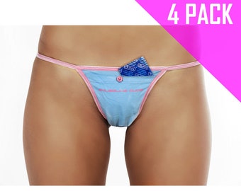 Baby Blue Smuggling Duds Female Stash Pocket Thong - 4 Pack