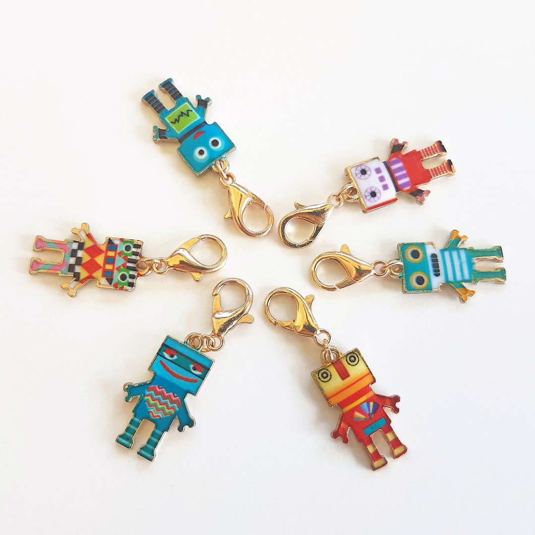 Robo-rave Enamel Stitch Markers Progress Keepers for Knitting and ...
