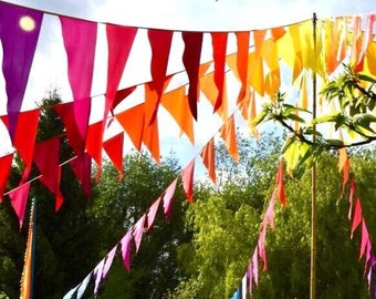 Extra grote satijnen vlaggenlijn 10 m feestelijke regenboog voor feesten, bruiloften