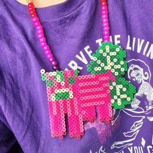 MOOBARB! Custom Rhubarb Moo Kandi Necklace, Perler Kandi Necklace