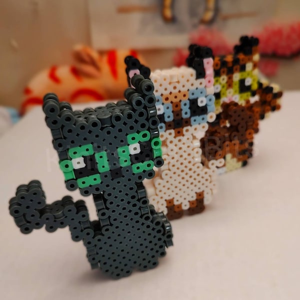 3D Kinit Kitties! Sitting Cat Perler Bead Construct, Choose from Variety or Order Custom Made to Match Your Cat!