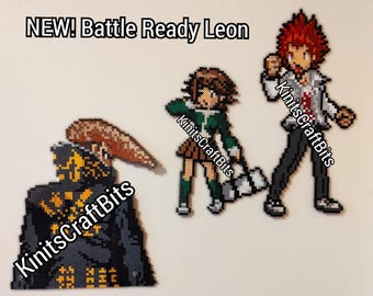 BATTLE READY! Danganronpa Custom Perler Art - Mondo, Chihiro and Leon!