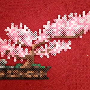 Sakura Bonsai Sprite, Cherry Blossom Bonsai Sprite, Perler Art