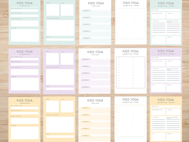 Kids Yoga Lesson Plan Template PDF Etsy