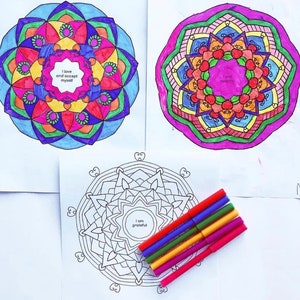Positive Affirmation Mandalas for Kids (12 pages)  INSTANT DOWNLOAD - Coloring pages, Mindful Coloring