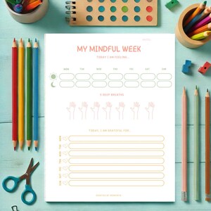 Journal de pleine conscience imprimable pour enfants (6 ans et plus) Gratitude, émotions et affirmations positives au quotidien