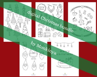 Joyful Christmas DIGITAL Bundle for Kids - 15 Pages - Xmas coloring pages and Dear Santa Letter Templates - instant download