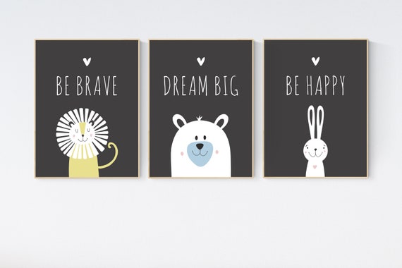 Set Of 3 Inspirational Print Cute Animals And Motivational Etsy