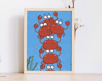 Happy Crabs - Nursery Wall Art, Nursery Printable Art, Digital Download, Nursery Decor, Kids Room Decor INSTANT DOWNLOAD
