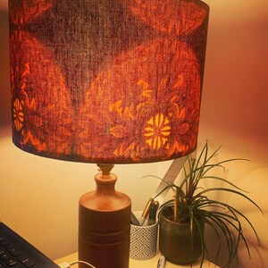 Retro red lampshade / retro orange lampshade in retro 70s style lampshade, perfect for retro table lamps or retro ceiling lamps, boho interiors, hippie 70s style decor, funky quirky lampshade, unique design for a cool lampshade and vintage home decor