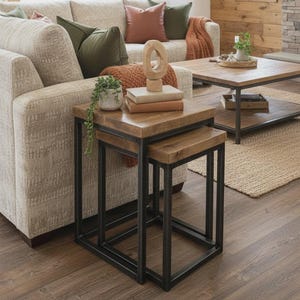 Nesting Tables – Nest of Tables Set | Industrial Metal & Wood Side Table