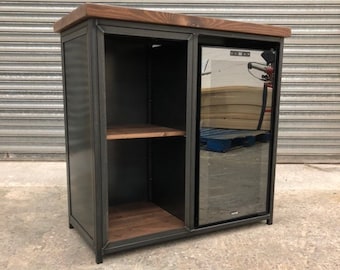 Industrial sideboard with wine cooler fridge