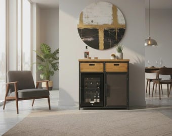 Industrial Drinks Cabinet | Sideboard with Fridge & Drawers