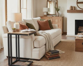 Industrial Style C Shaped Sofa Side Table | FREE DELIVERY