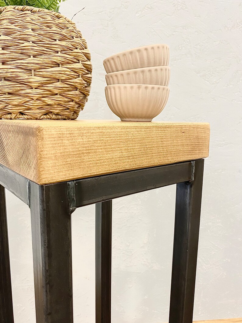Rustic narrow lamp stand table