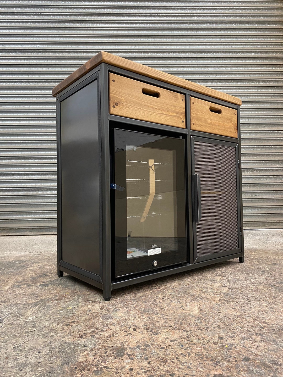 Industrial Sideboard With Beer Wine Fridge Home Bar Drinks With