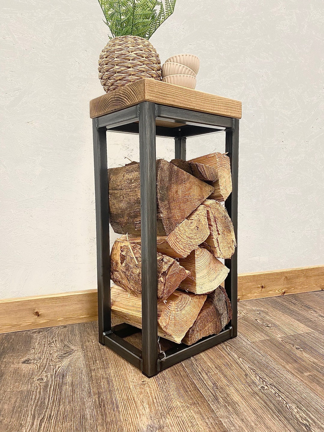Rustic Log Holder Table Log Store Side Table Etsy