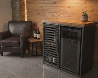 Industrial Style Sideboard with Wine Cooler Fridge