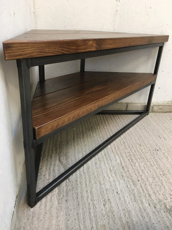 Wood and metal corner tv stand outlet
