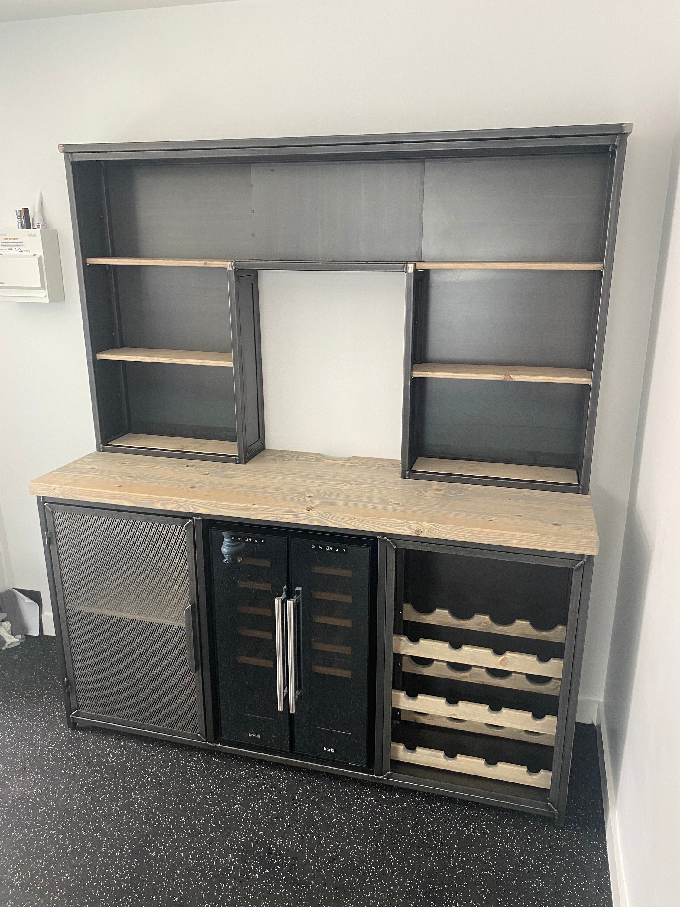 Industrial Home Bar Drinks Cabinet With Dual Zone Wine Fridge and Wine Rack Etsy UK