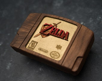 Wooden Zelda Ocarina of Time  Nintendo 64 / N64 Cartridge with option for a raspberry pi