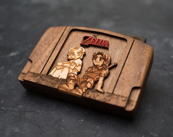 Wooden Zelda Ocarina of Time  Nintendo 64 / N64 Cartridge replica