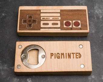 Wooden NES Bottle opener with magnets
