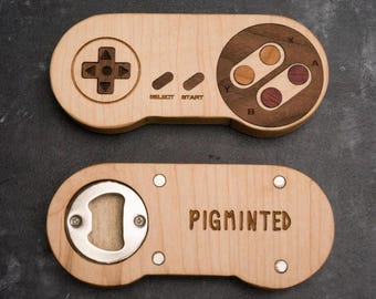 Wooden SNES Bottle opener with magnets