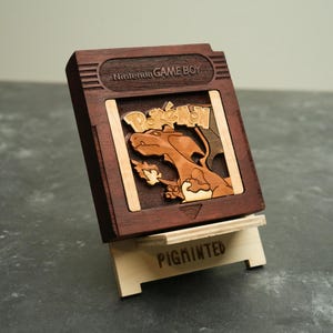 Wooden Pokemon Red Gameboy Gameboy Cartridge replica