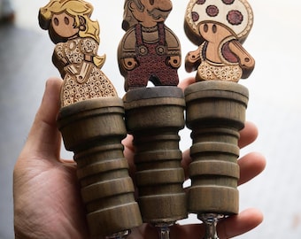 Wooden Mario Bros Henna Bottle openers