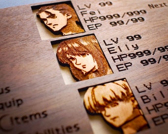 Écran de menu Xenogears en bois personnalisé avec personnages au choix