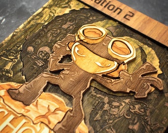 Gravierte Psychonauts Holzkoffer: PS2 Classic Art
