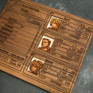 Custom Wooden Legend of Dragoon menu screen with characters you can pick Just the menu
