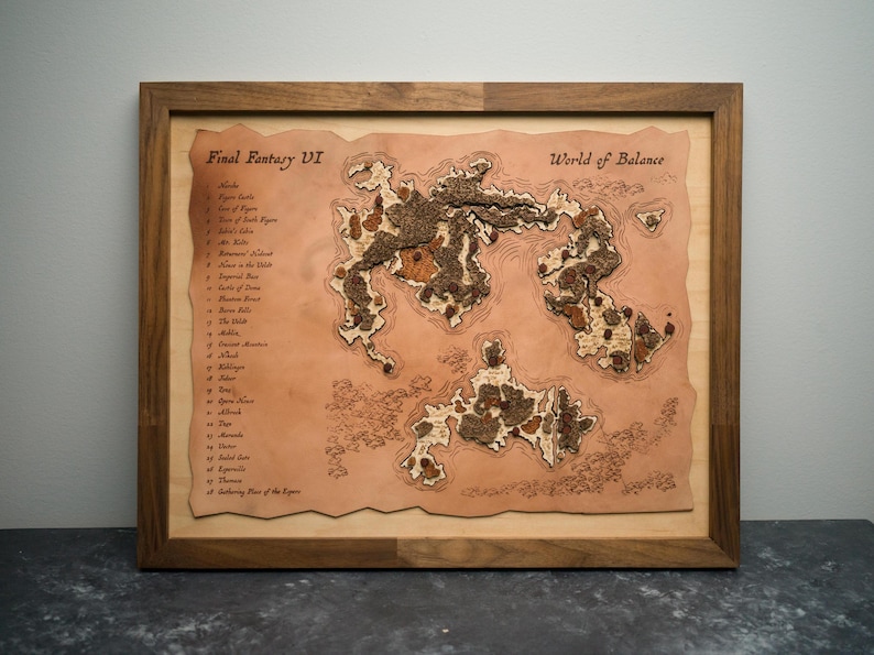 Ff Vi Map Wooden / Leather Final Fantasy 6 / VI Map - Etsy
