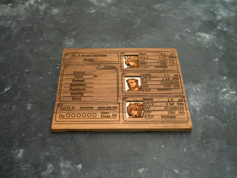 Custom Wooden Legend of Dragoon menu screen with characters you can pick image 4