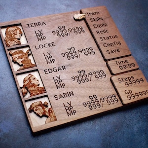 Custom Wooden Final Fantasy 6 / VI menu screen with characters you can pick
