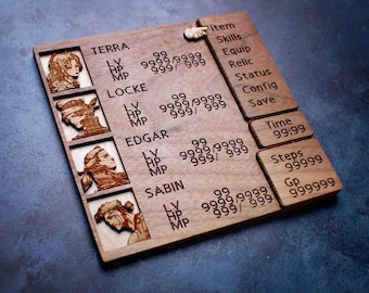 Écran de menu Custom Wooden Final Fantasy 6 / VI avec des personnages que vous pouvez choisir