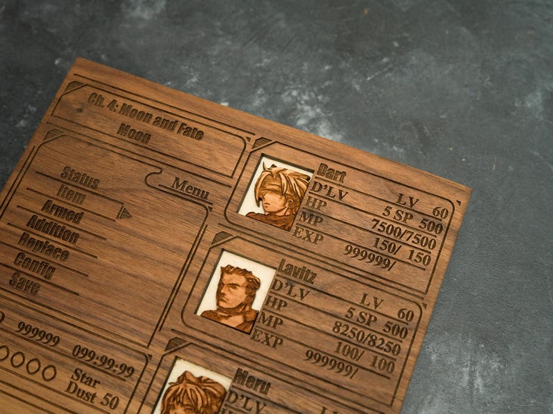 Custom Wooden Legend of Dragoon menu screen with characters you can pick image 3