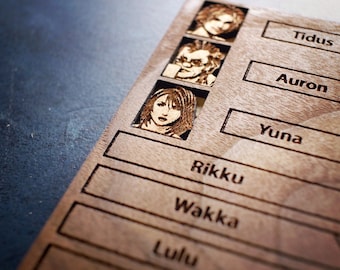 Custom Wooden Final Fantasy X menu screen with characters you can pick