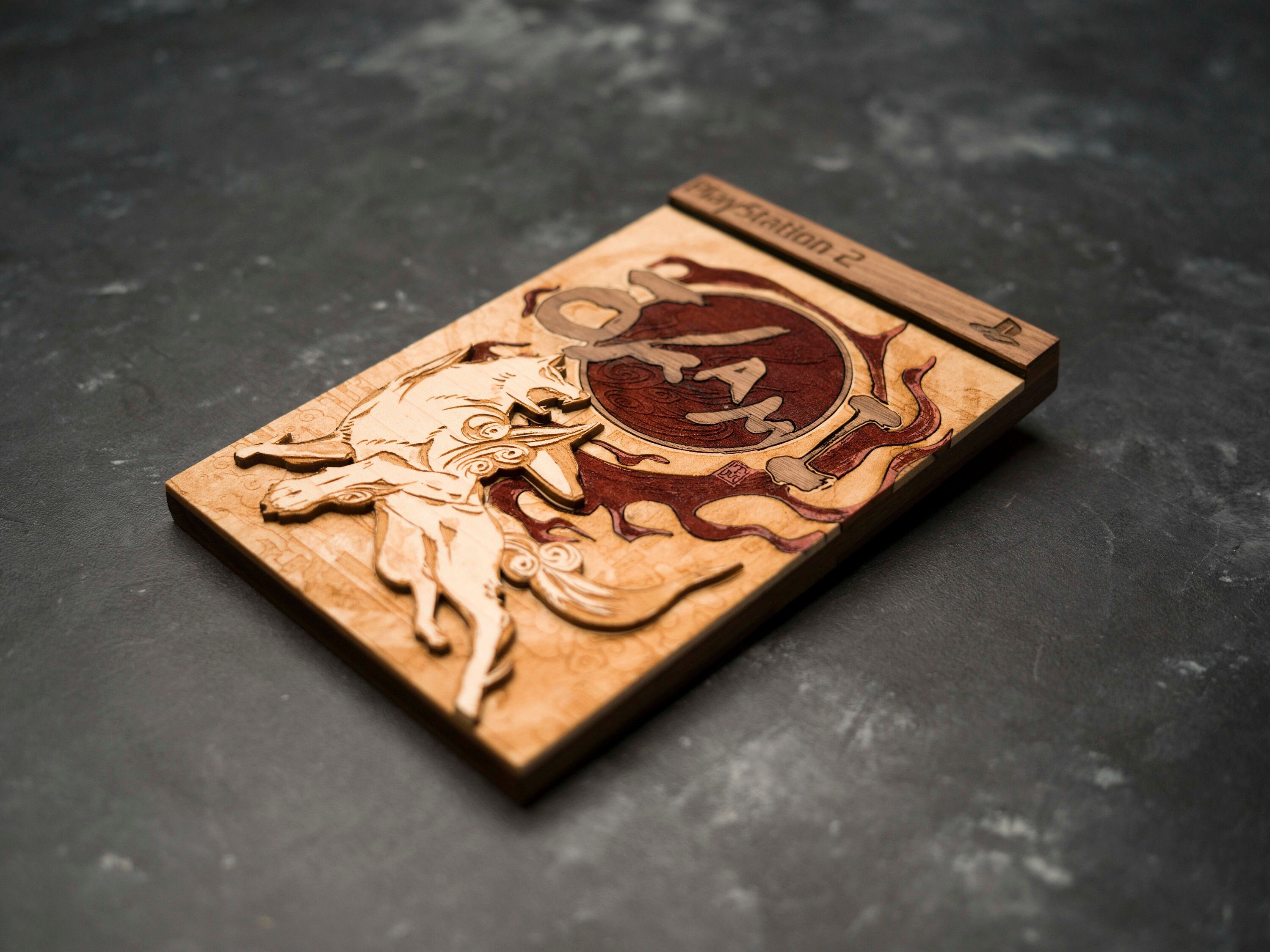 Wooden Okami Playstation 2 / PS2 Cartridge 